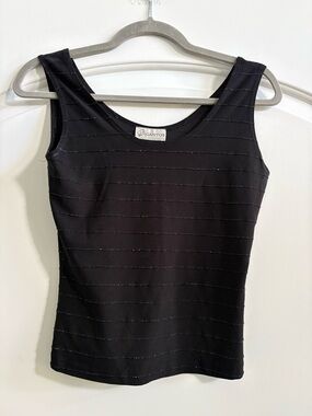Gantos Black Sleeveless Top with Subtle Metallic Stripes